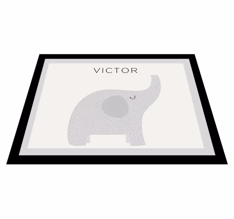 Vinyl Teppich mit Namen personalisierter elefant - TenStickers