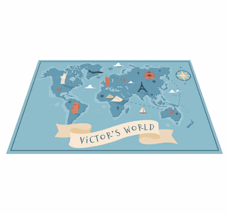 Lustiger vinyl-weltkarten-teppich mit namen - TenStickers