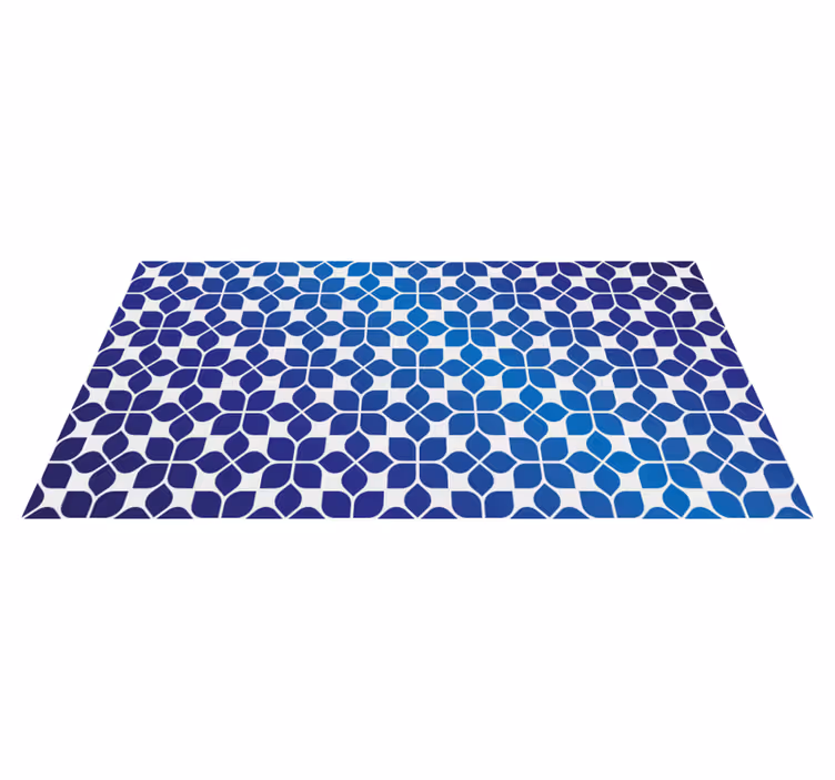 Blaue Blumen Mosaik Vinyl Teppich - TenStickers