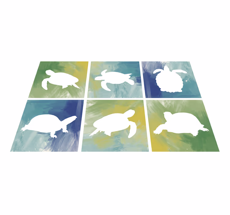 Vinylteppich Tiere Bunte Schildkröten Fliesen - TenStickers