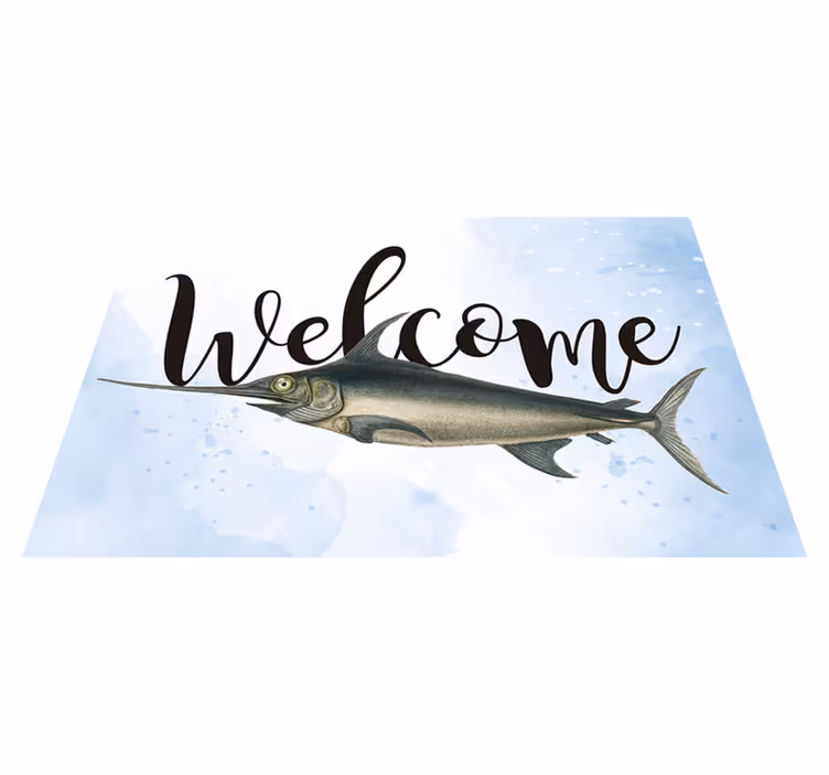 Vinyl Teppich Spruch willkommen, fisch, abbildung - TenStickers