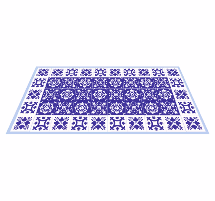 Vinyl teppich bad mit blauem keramikmuster - TenStickers