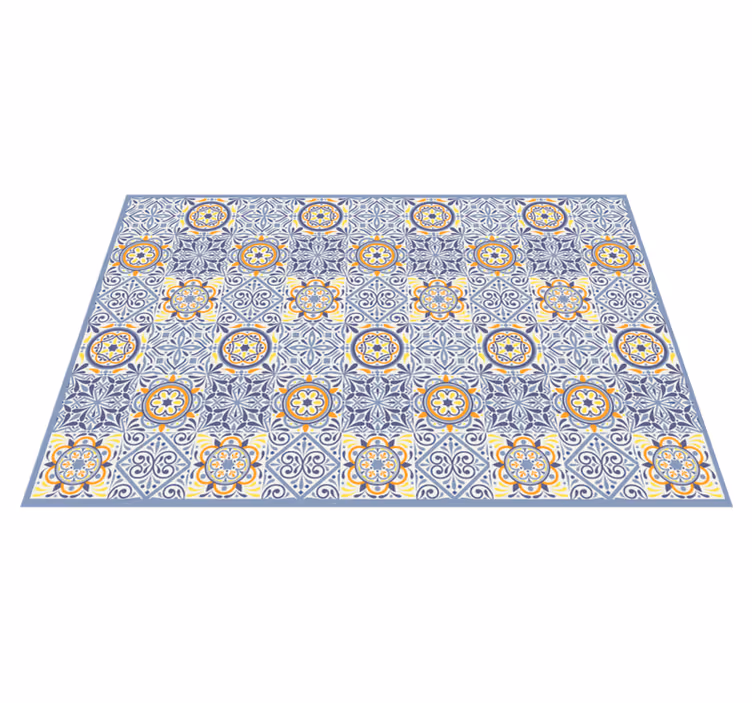 Vinyl Teppich Fliesenoptik farbenfroh mediterran - TenStickers