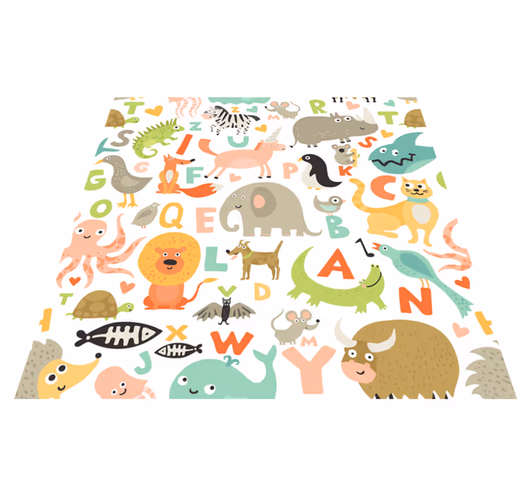 Vinylteppich kindlich Kinder tiere mit buchstaben - TenStickers