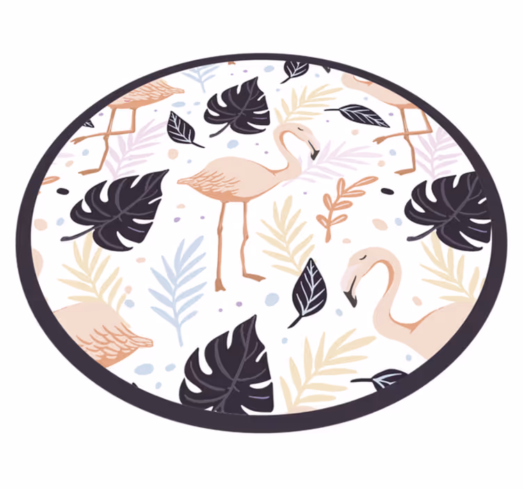 Vinyl Teppich Tiere blumen flamingo kreis - TenStickers