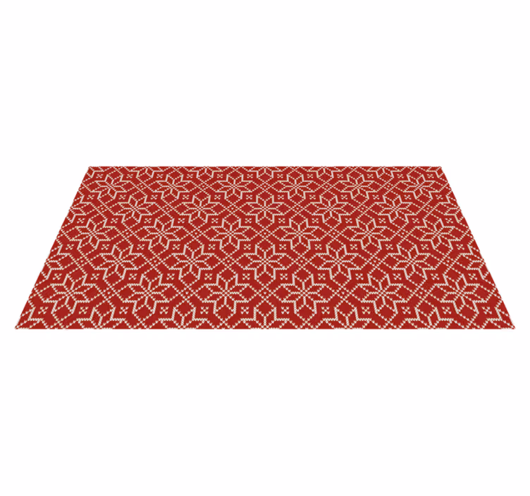 Rote und weiße schneeflocke weihnachten vinyl teppich - TenStickers