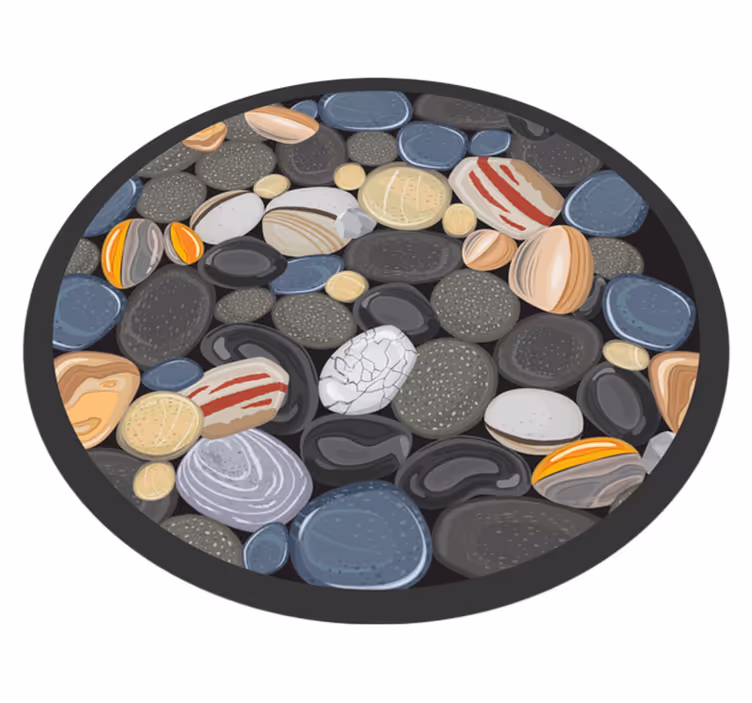 Vinyl Teppich rund kieselstein mosaik - TenStickers