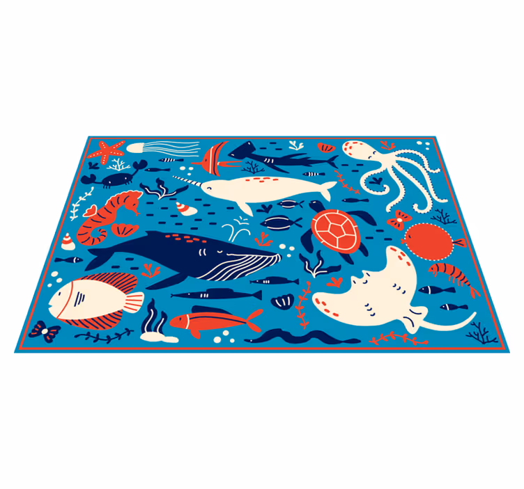 Vinyl Teppich Tiere collage aus unterwasserlebewesen - TenStickers