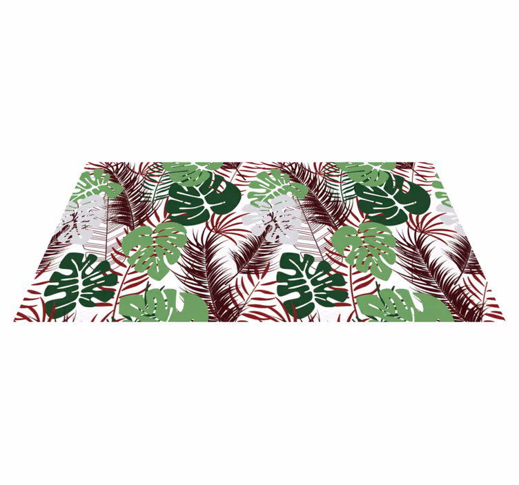 Vinyl Teppich Blumen tropisches laub-overlay - TenStickers