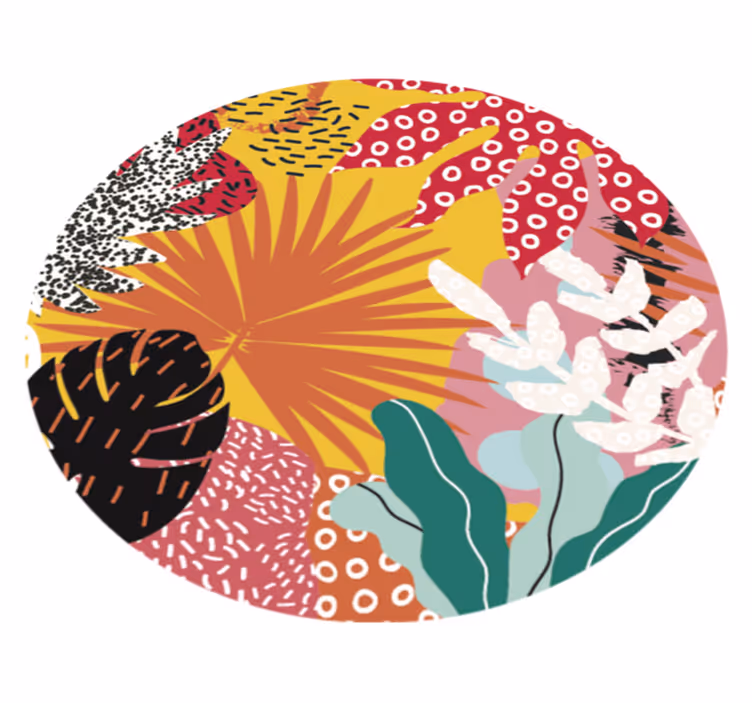 Vinylteppich Natur Gemalte monstera mehrfarbig - TenStickers
