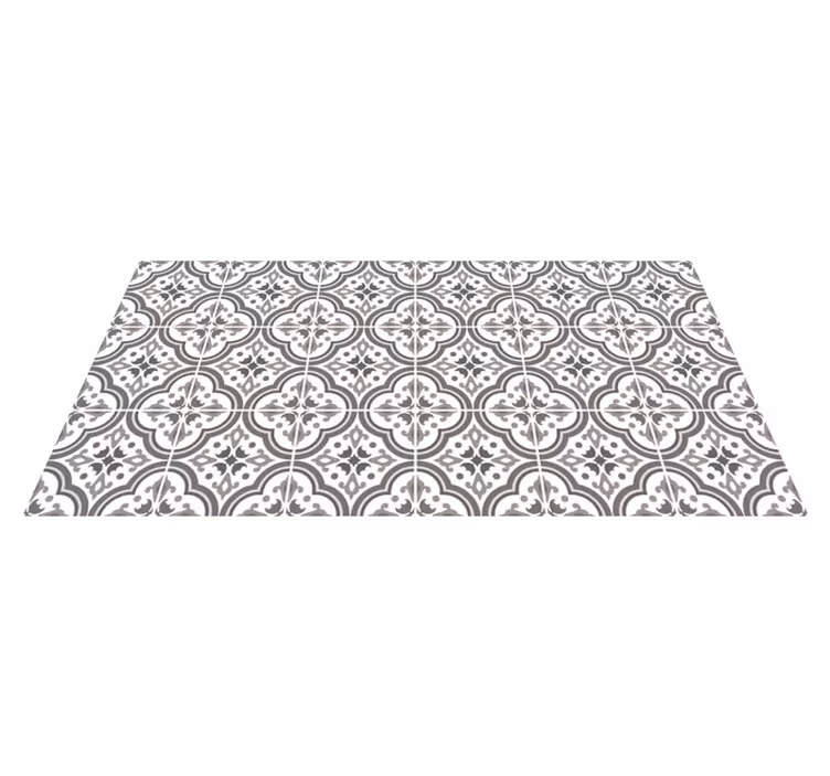 Vinyl Teppich Flur graue Blumenfliesen - TenStickers