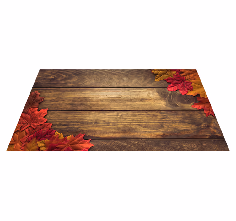 Vinylteppich Holzoptik herbstblätter ästhetik - TenStickers