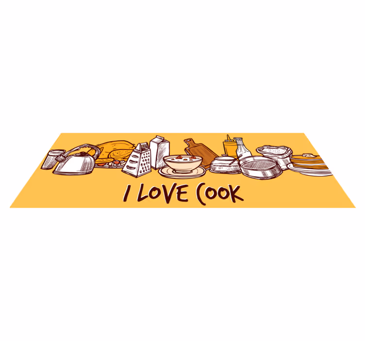 Vinyl Teppich Küche ich liebe kochen - TenStickers
