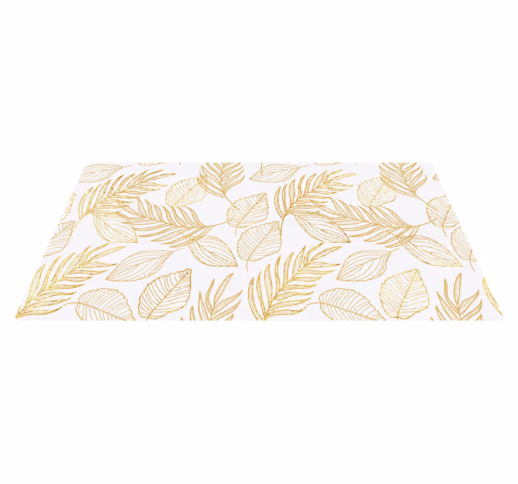 Vinylteppich Blumen Weißes und goldenes blatt - TenStickers
