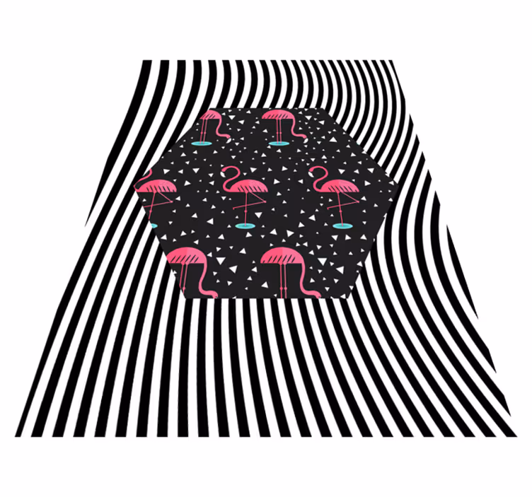 Vinyl Teppich Tiere flamingo gestreiftes sechseck - TenStickers