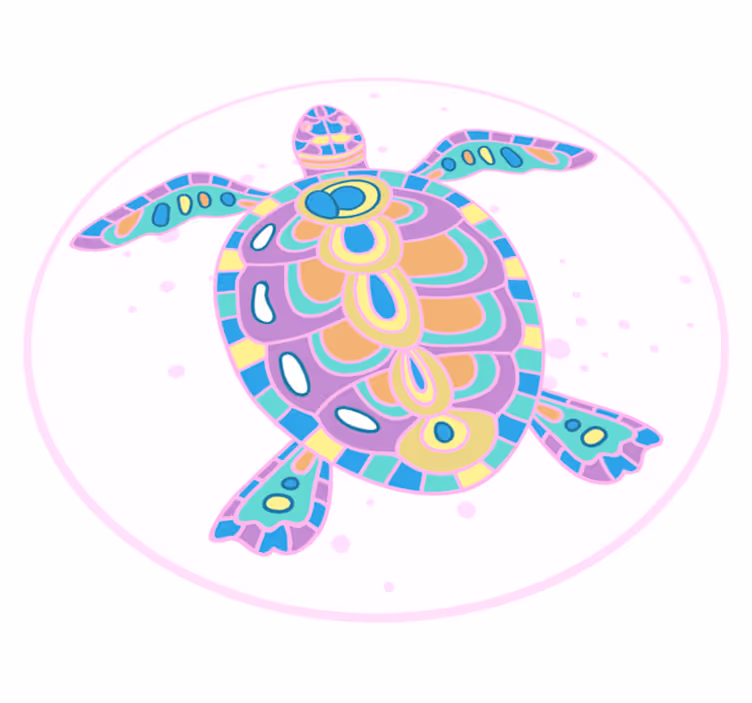 Vinyl Teppich Kinder bunte schildkrötenillustration - TenStickers