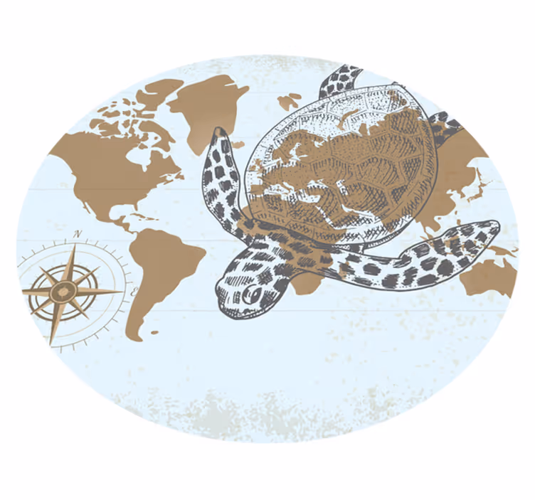 Vinylteppich Tiere Schildkrötenkarte - TenStickers