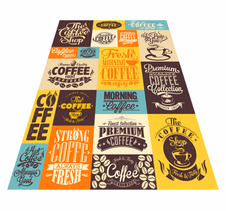 Vinyl Teppich Spruch kaffee-typografie-sammlung - TenStickers