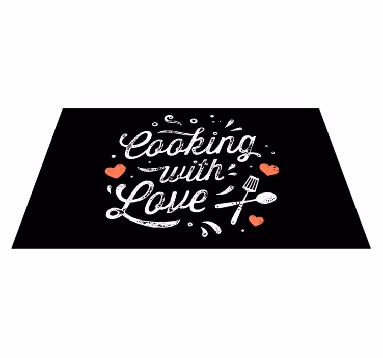 Vinyl Teppich Spruch kochen liebesaffäre - TenStickers