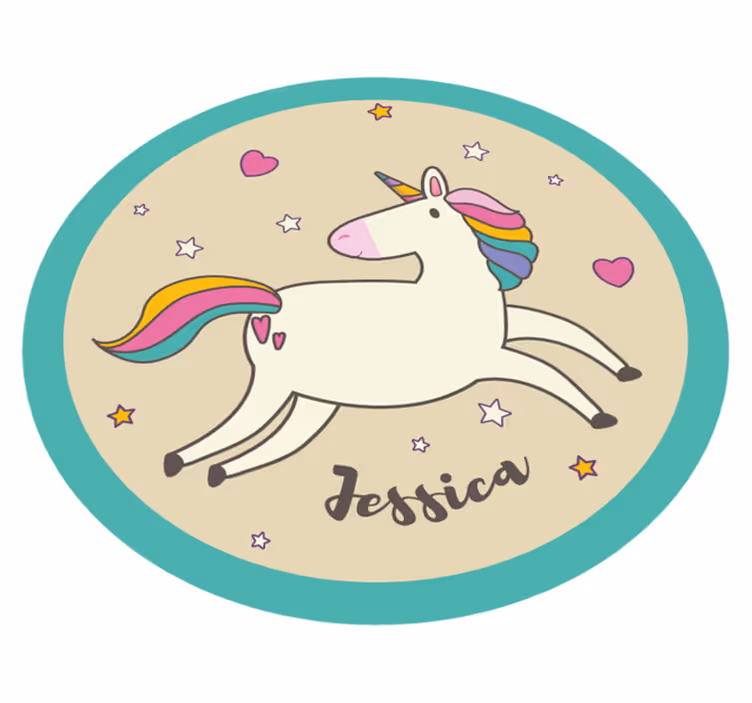 Vinyl Teppich mit Namen benutzerdefinierte einhorn - TenStickers
