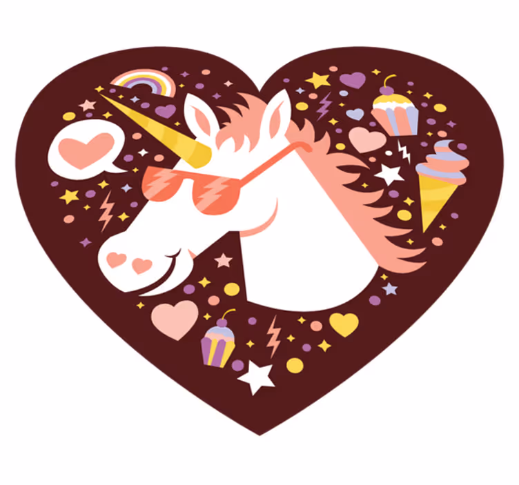 Vinyl Teppich Kinder einhorn herz teppich - TenStickers