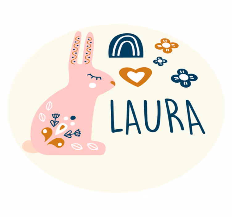 Vinyl Teppich mit Namen personalisierbarer hase - TenStickers