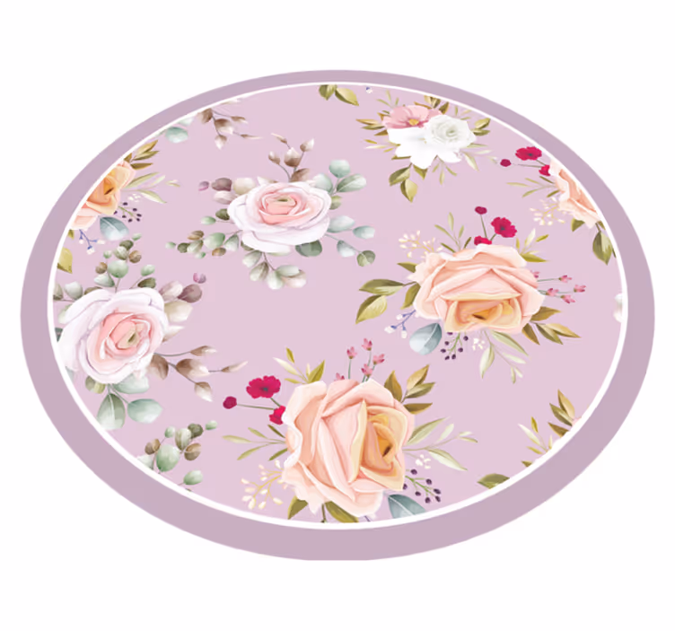 Vinyl Teppich Blumen blumen kreis eleganz - TenStickers