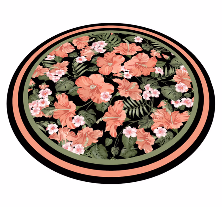 Vinyl Teppich Blumen florales kreisförmiges motiv - TenStickers