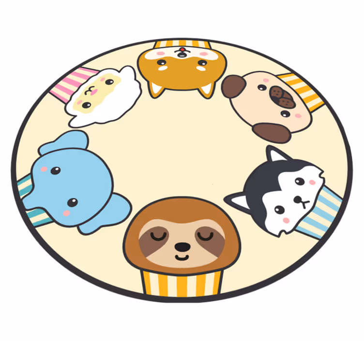 Vinyl Teppich Kinder cartoon-tiergesichter - TenStickers