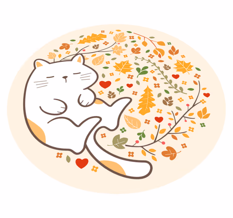 Vinylteppich kindlich herbstkatzenillustration - TenStickers