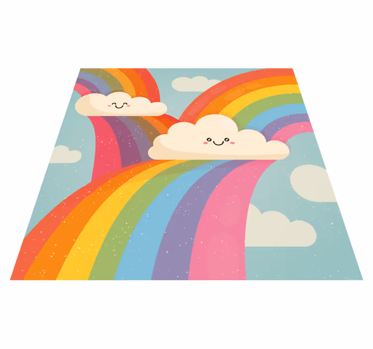 Vinylteppich kindlich fröhliche regenbogenkunst - TenStickers