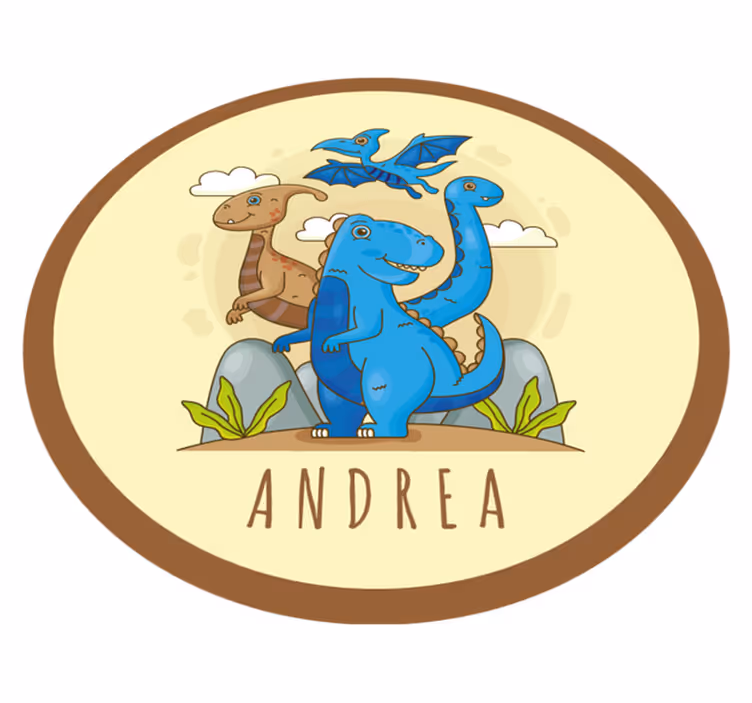 Vinyl Teppich mit Namen dinosaurier kreis komposition - TenStickers