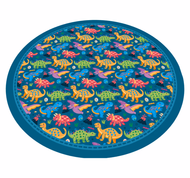 Vinyl Teppich Kinder dinosaurier kreisförmiges muster - TenStickers