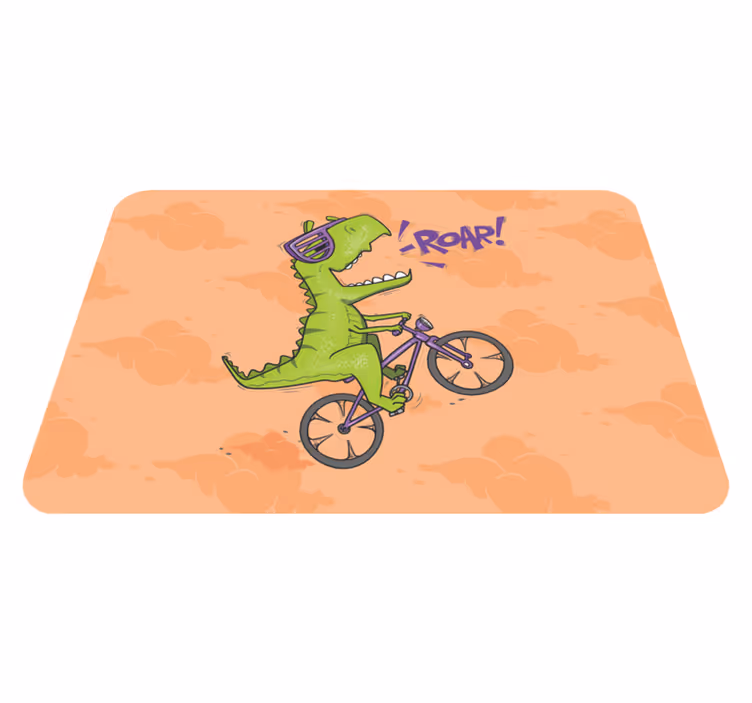 Vinyl Teppich Kinder radfahren dinosaurier brüllen - TenStickers