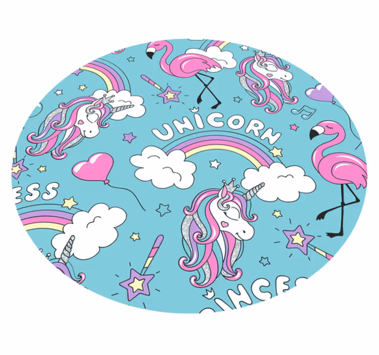 Vinylteppich kindlich einhorn fantasie kreis - TenStickers