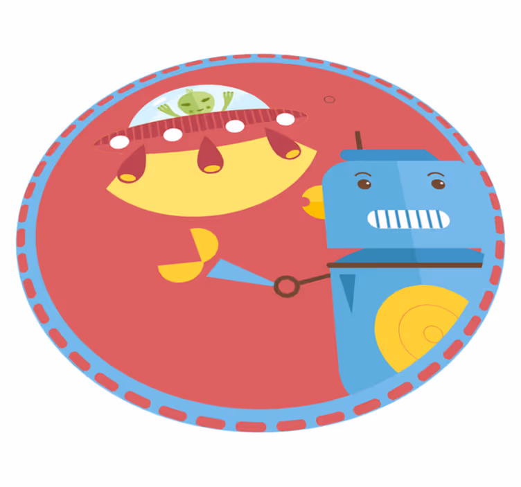 Vinylteppich kindlich Krieg mit außerirdischen roboter-cartoon - TenStickers