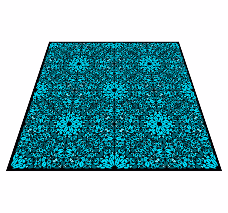 Vinyl Teppich türkis geometrische blumenanordnung - TenStickers