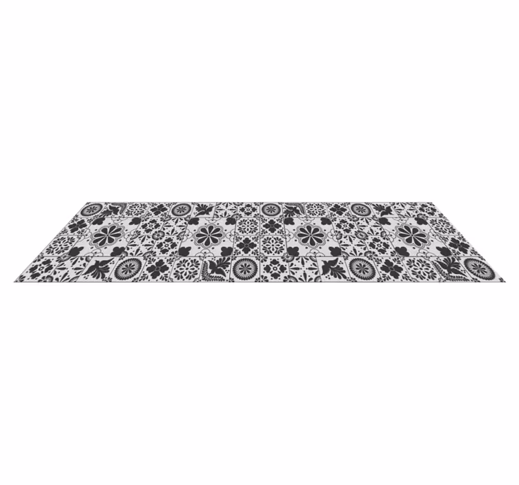 Vinyl Teppich Fliesenoptik einfarbig floral - TenStickers