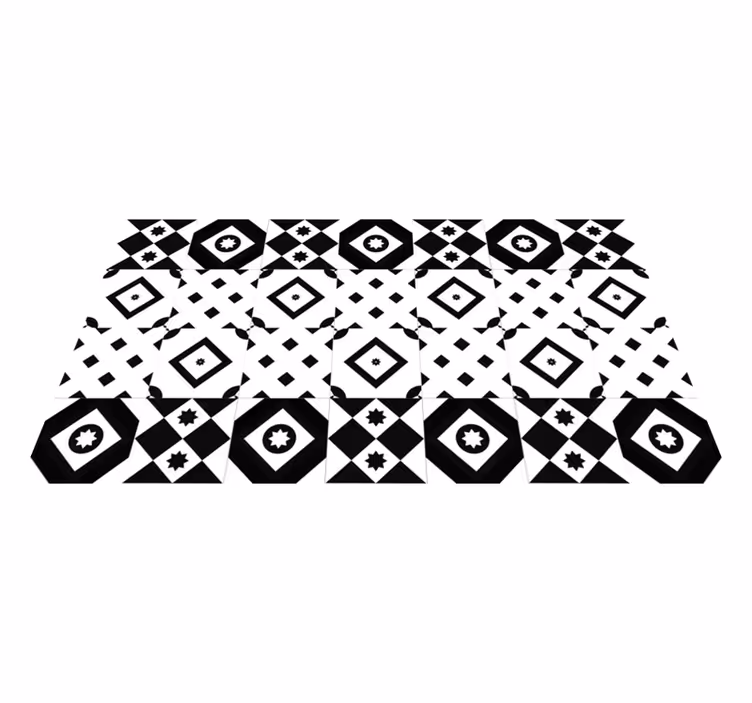 Vinyl Teppich Küche monochrome geometrische formen - TenStickers