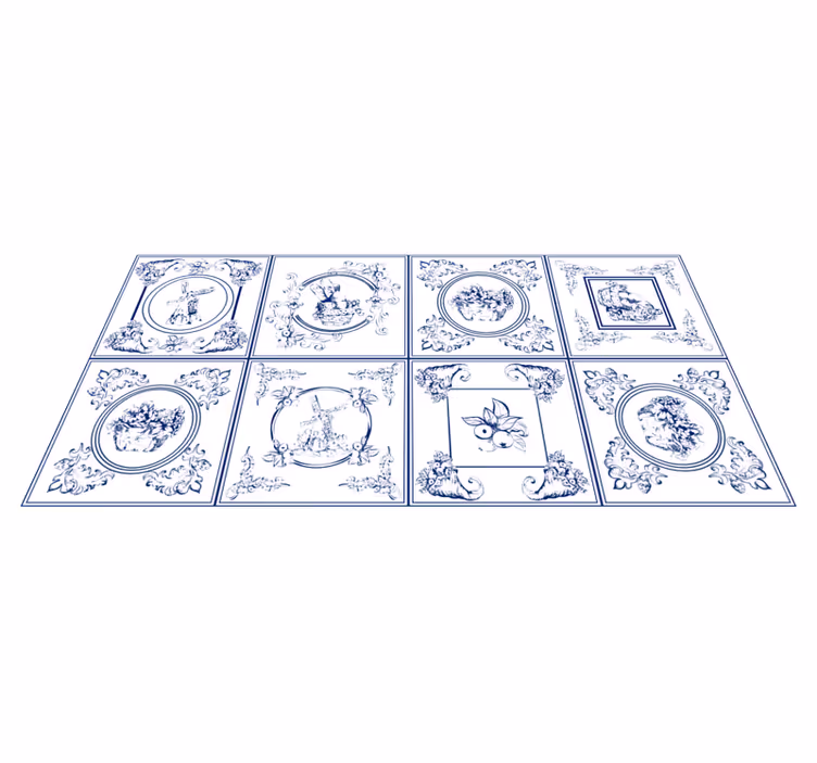 Vinyl Teppich Fliesenoptik porzellan eleganz - TenStickers