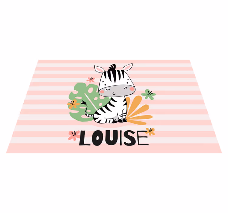 Vinyl Teppich mit Namen anpassbares zebra - TenStickers