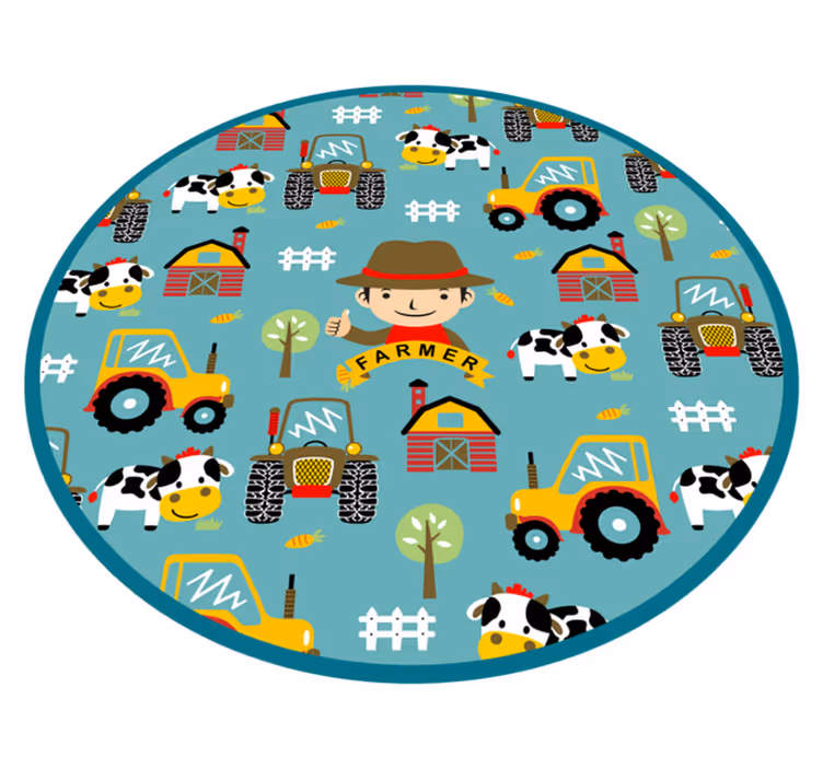 Vinylteppich Tiere Landwirt, tiere und traktorkreis - TenStickers