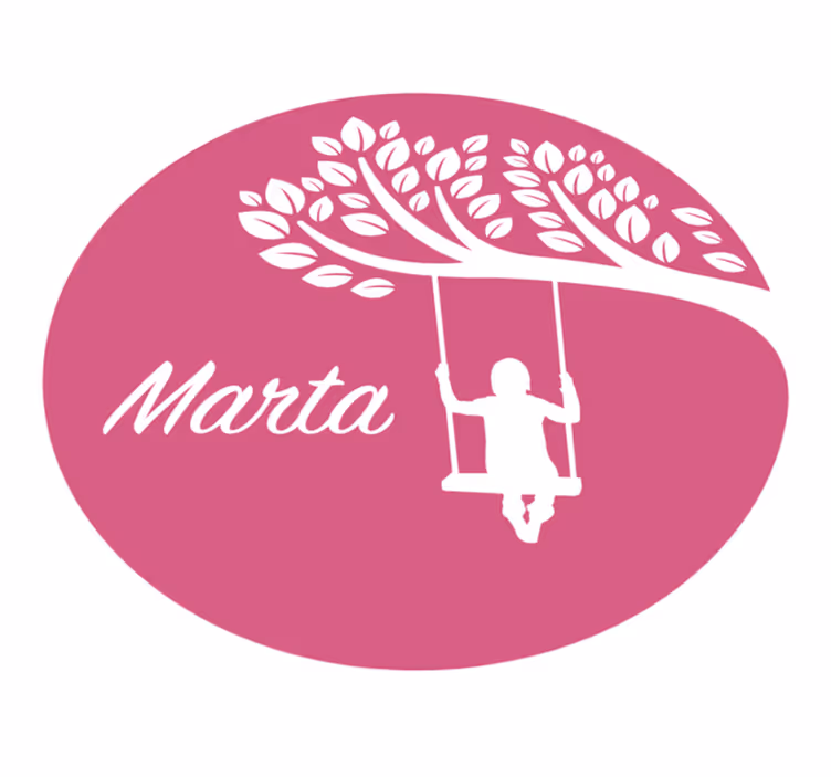 Vinylteppich kindlich Mädchen auf schaukel rosa Hintergrund - TenStickers
