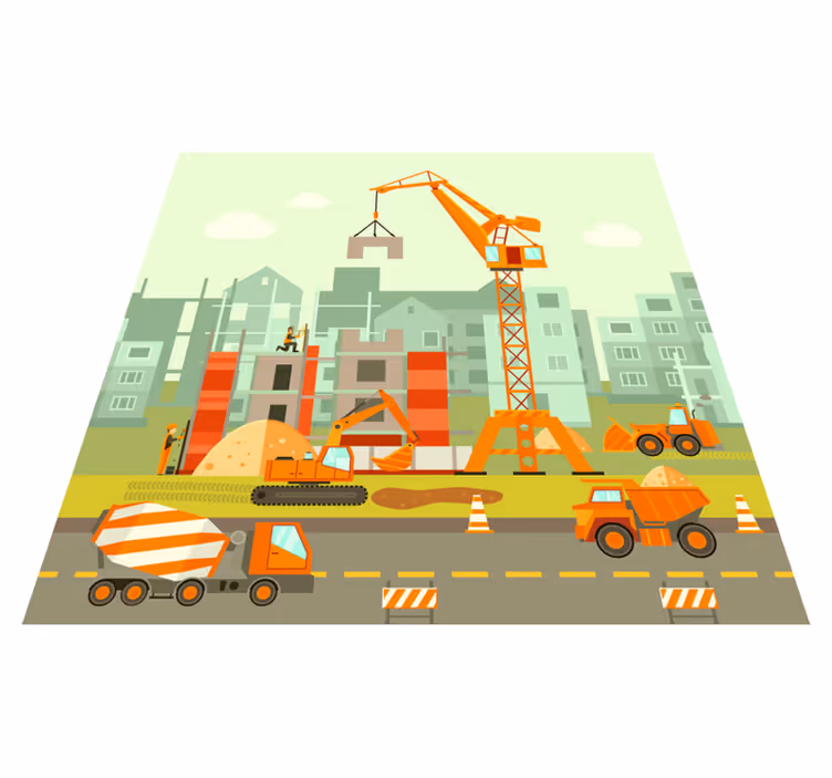 Vinylteppich kindlich Baustellen-lkws - TenStickers