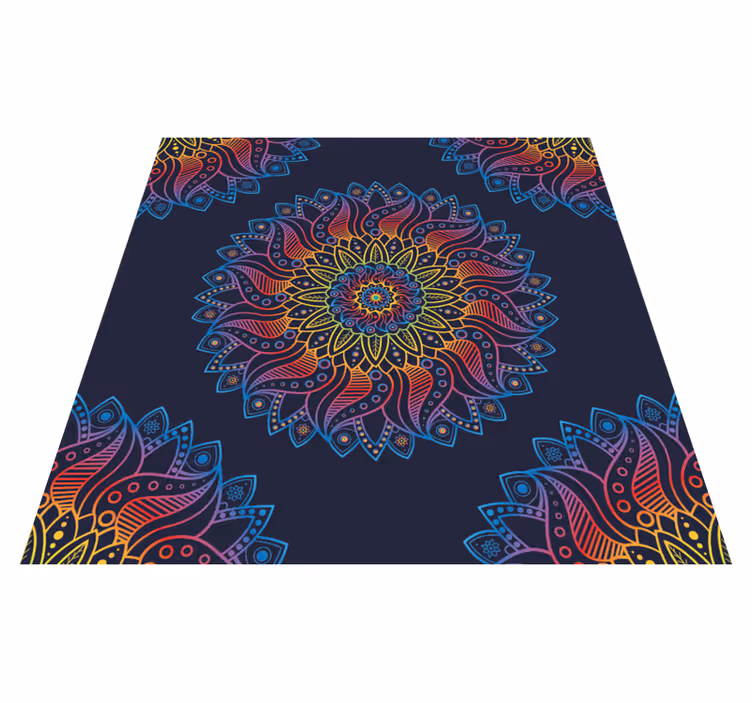 Vinyl teppich mandala farbenfrohes lebhaftes motiv - TenStickers