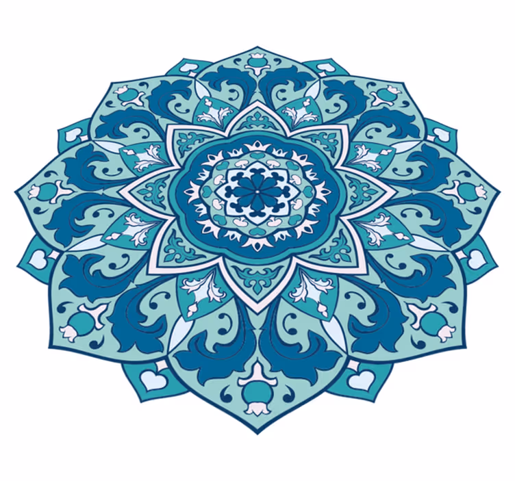 Vinyl Teppich Mandala blaues elegantes muster - TenStickers