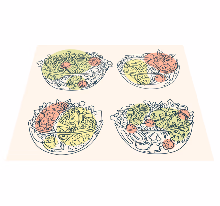 Vinyl Teppich Esszimmer salatschüssel illustrationen - TenStickers