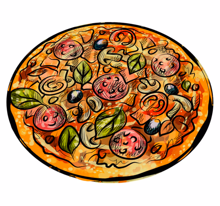 Vinyl Teppich Küche Cartoon pizza küche - TenStickers