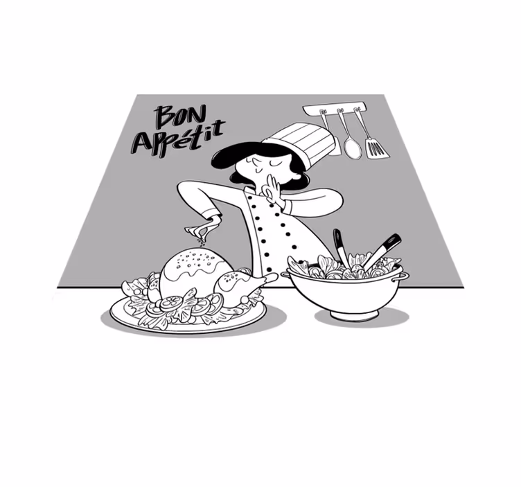 Vinyl Teppich Küche cartoon-chef-abbildung - TenStickers