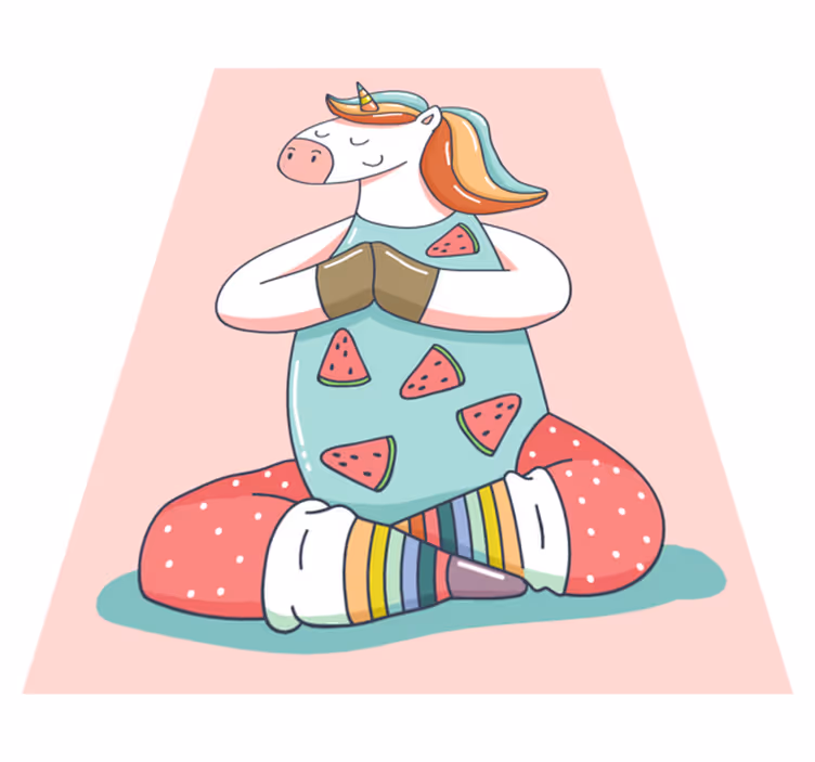 Vinylteppich kindlich meditierendes einhorn - TenStickers